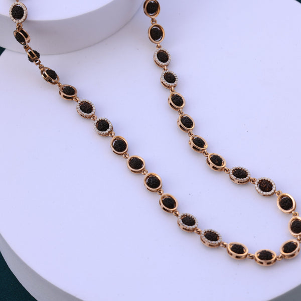 Rudraksha Para Mala with American Diamond Accents - Men gold rudraksha mala