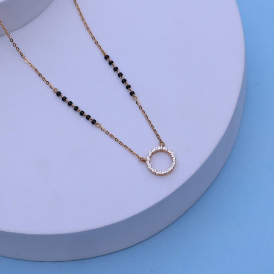 Gold Mangalsutra with American Diamond Pendant