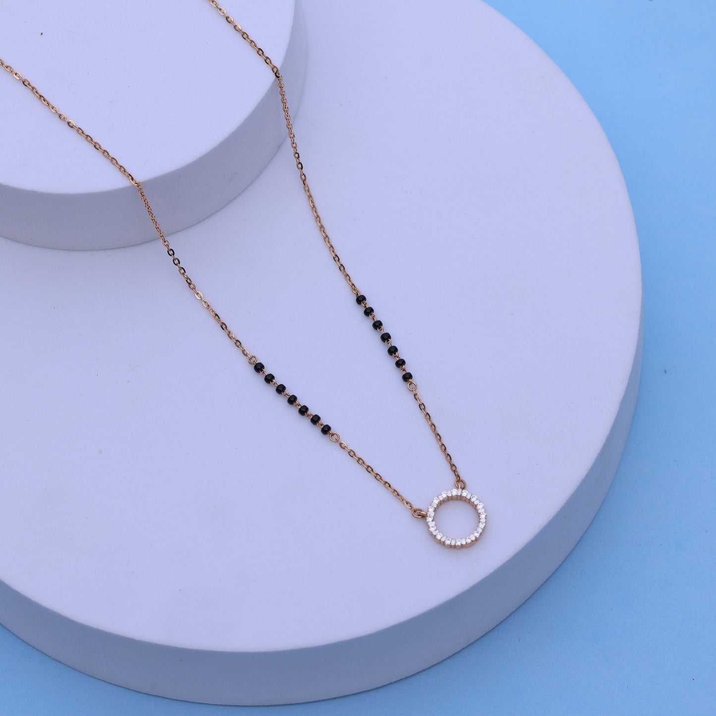 Gold Mangalsutra with American Diamond Pendant