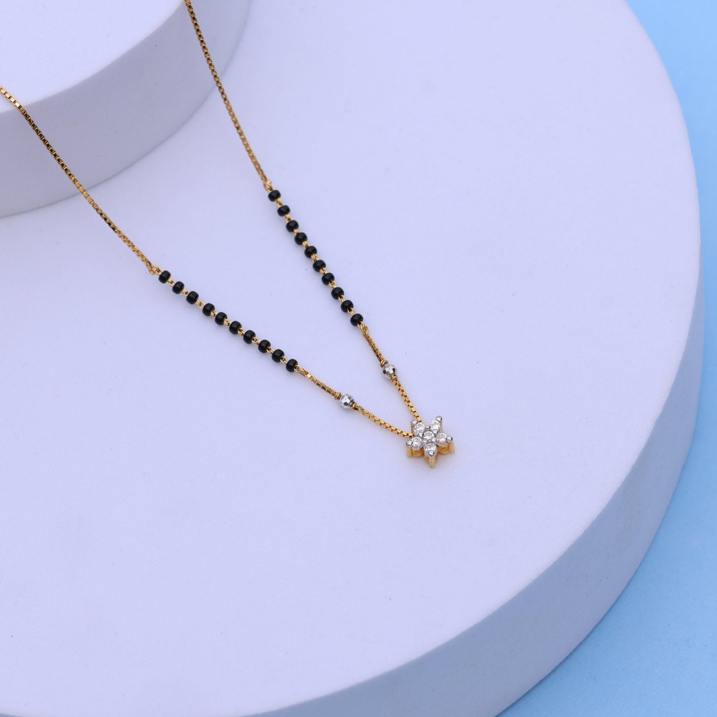 Gold Mangalsutra with American Diamond Pendant