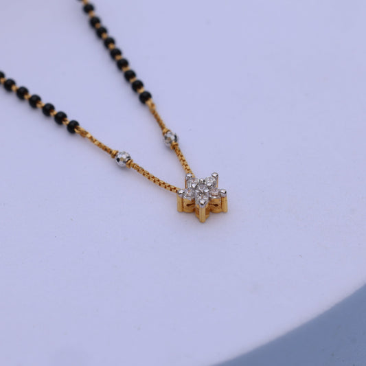 Gold Mangalsutra with American Diamond Pendant