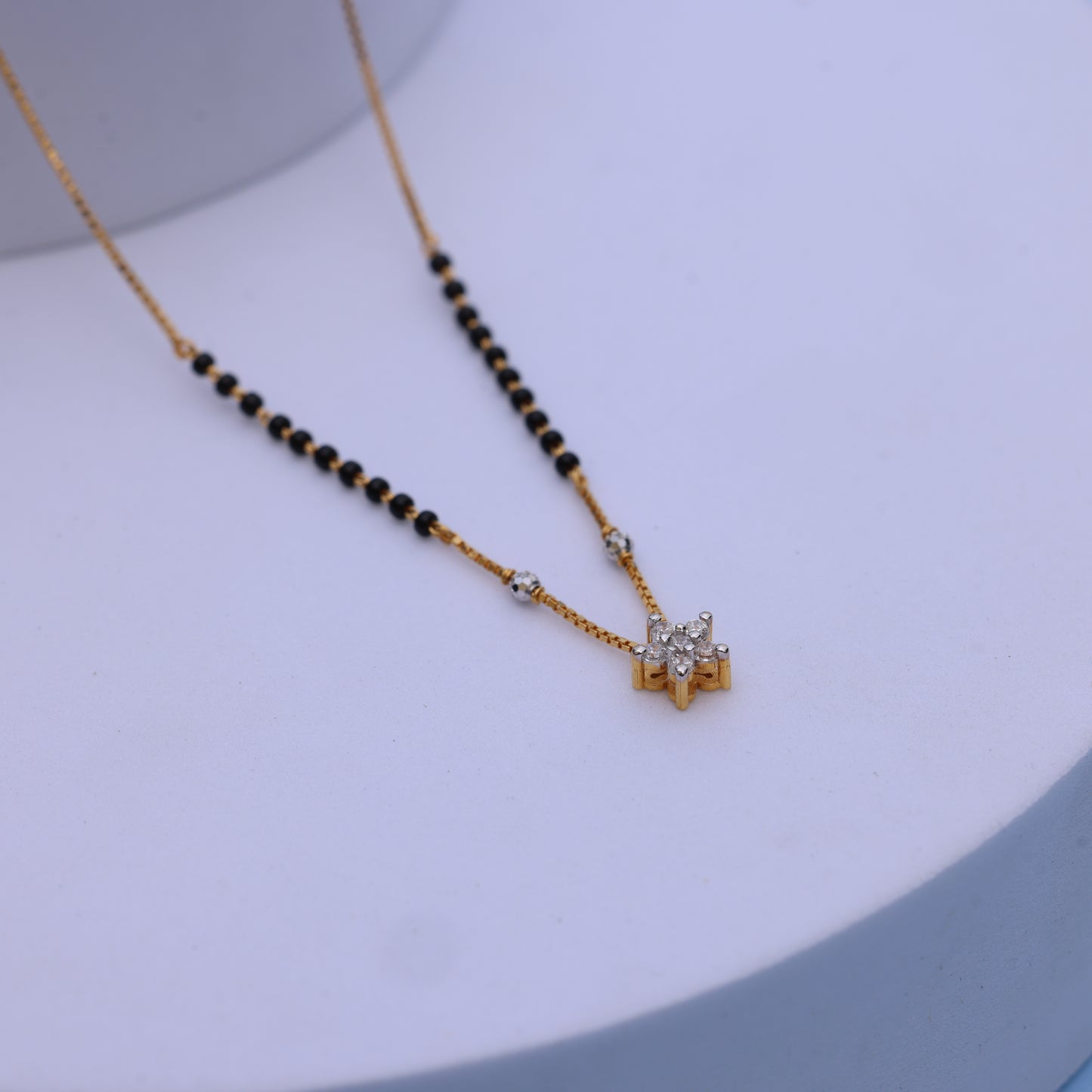 Gold Mangalsutra with American Diamond Pendant