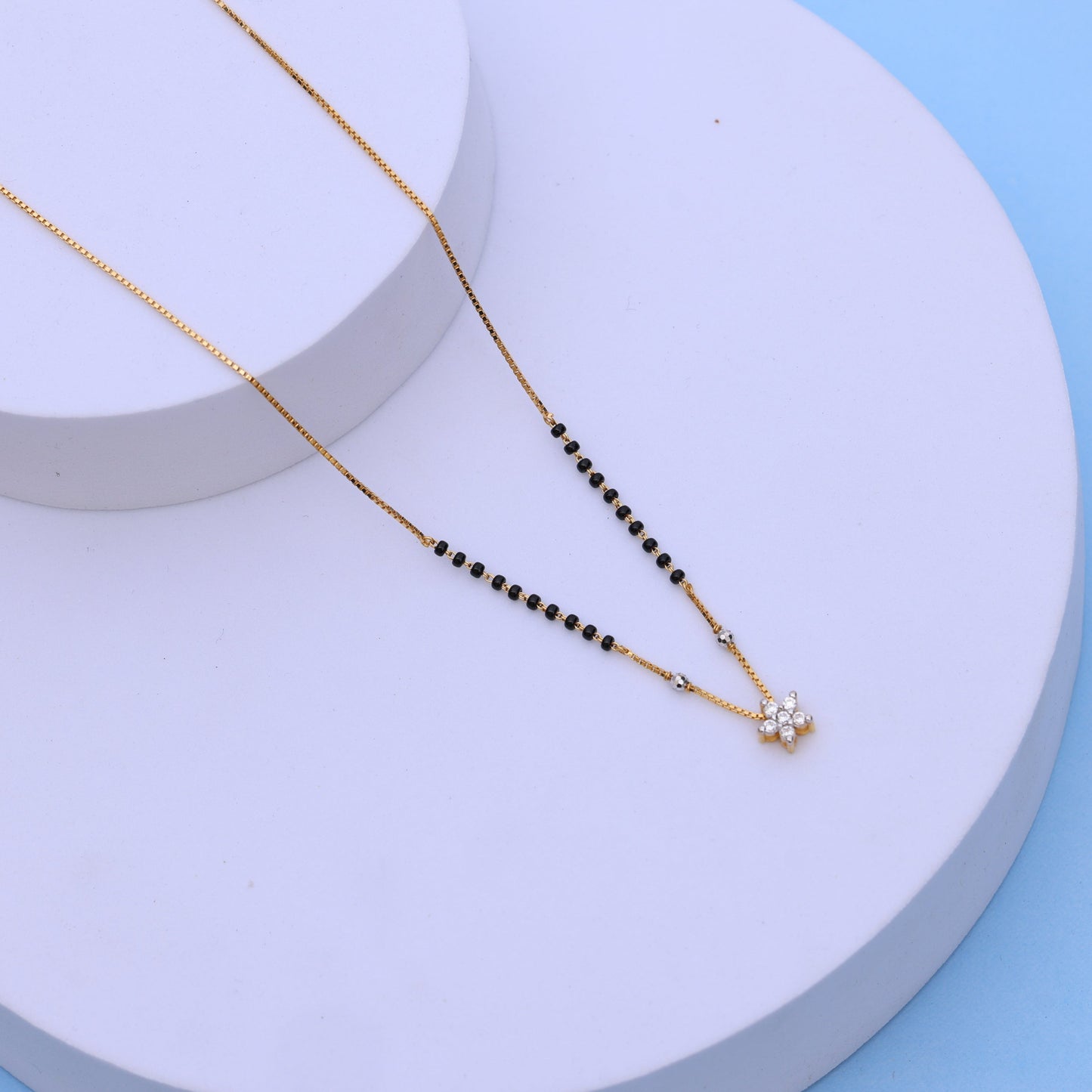 Gold Mangalsutra with American Diamond Pendant