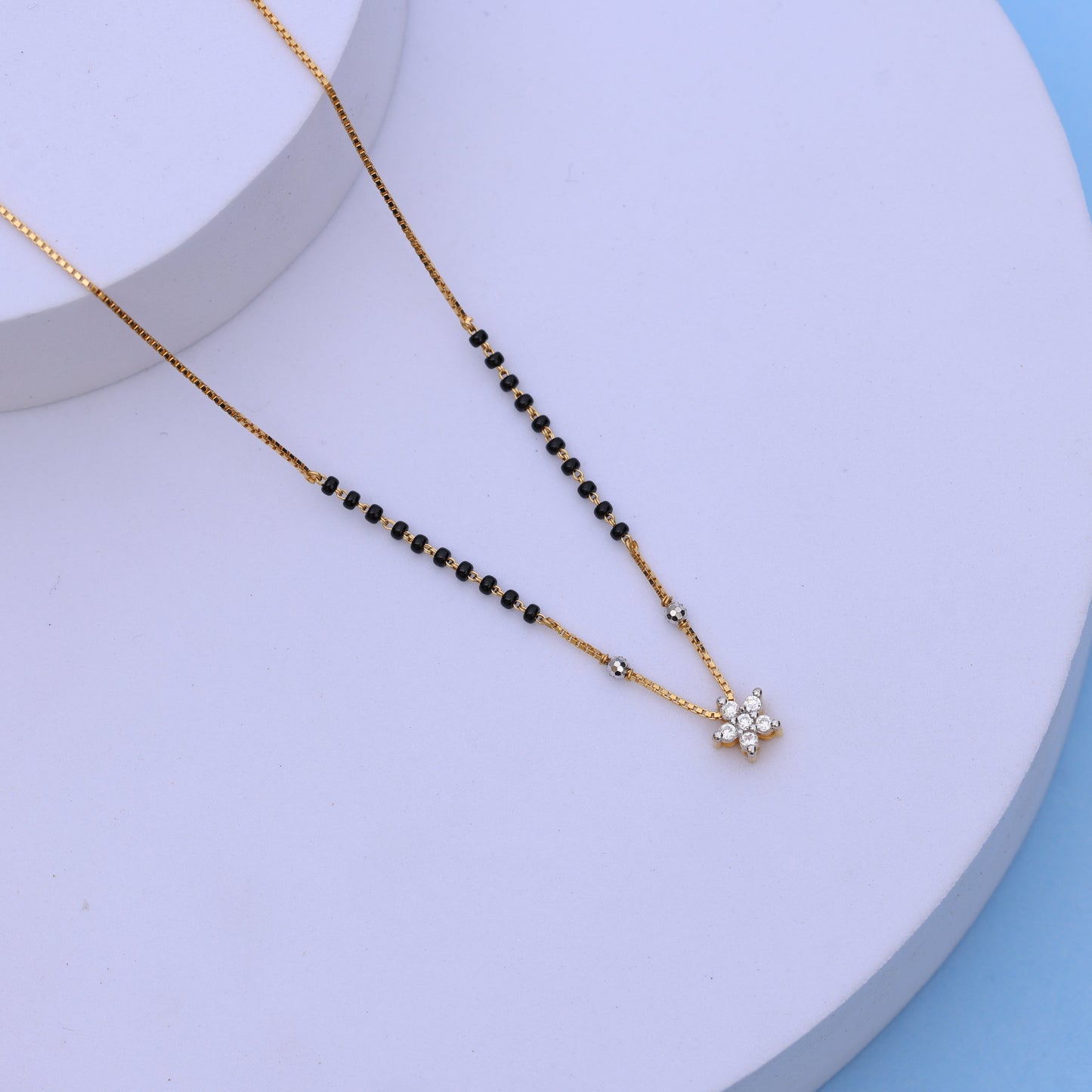 Gold Mangalsutra with American Diamond Pendant