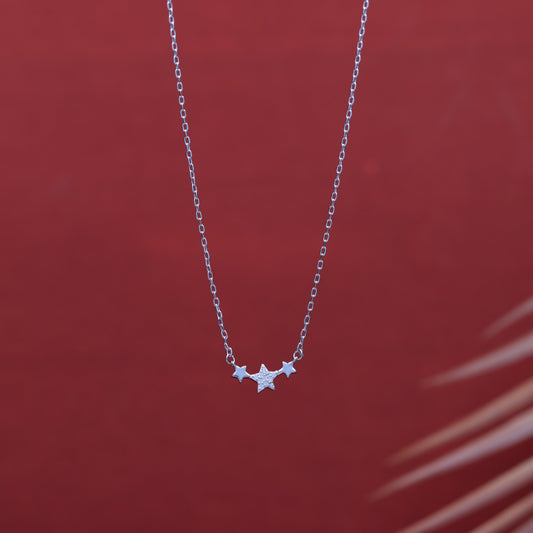 92.5 Sterling Silver Chain Necklace with Moissanite Diamond / Lab grown diamond