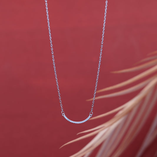 92.5 Sterling Silver Chain Necklace with Moissanite Diamond / Lab grown diamond - Minimalist Design