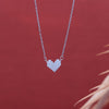 925 Sterling Silver Chain Necklace - Pixel Heart Moissanite / Lab grownDiamond Pendant