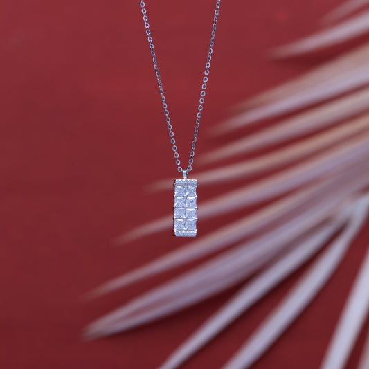 Elegant 92.5 Sterling Silver Chain Necklace with Moissanite Diamonds