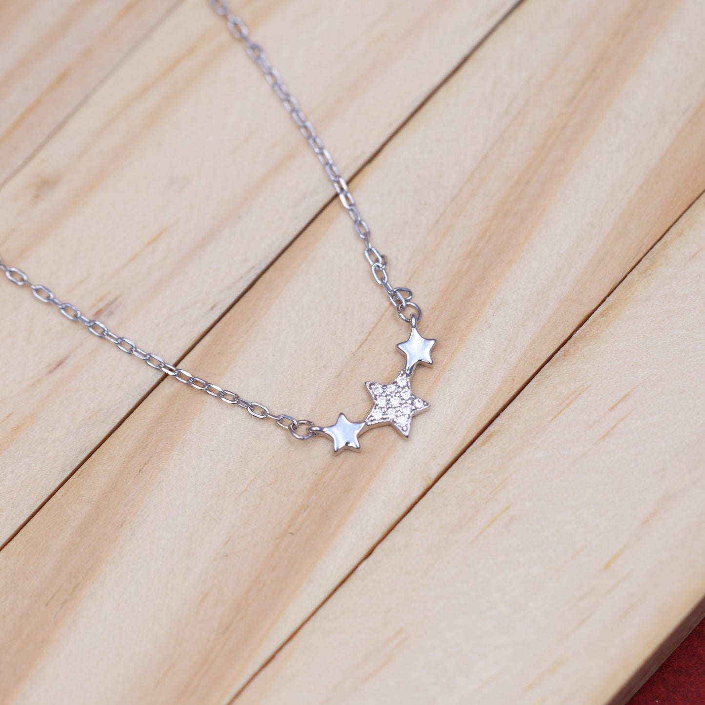 92.5 Sterling Silver Chain Necklace with Moissanite Diamond / Lab grown diamond