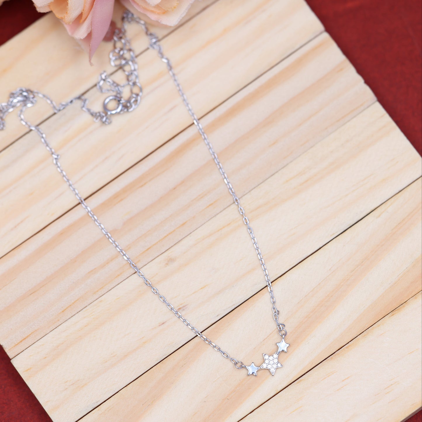 92.5 Sterling Silver Chain Necklace with Moissanite Diamond / Lab grown diamond