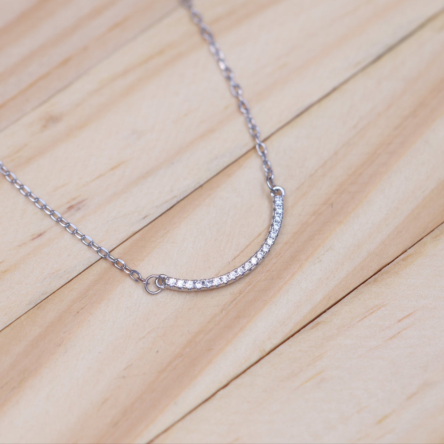 92.5 Sterling Silver Chain Necklace with Moissanite Diamond / Lab grown diamond - Minimalist Design