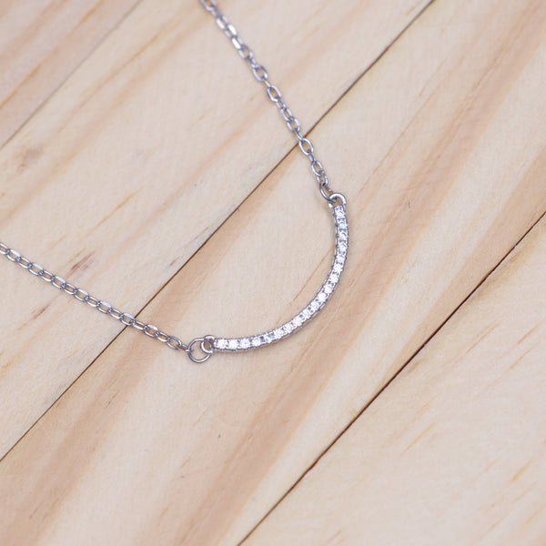 92.5 Sterling Silver Chain Necklace with Moissanite Diamond / Lab grown diamond - Minimalist Design
