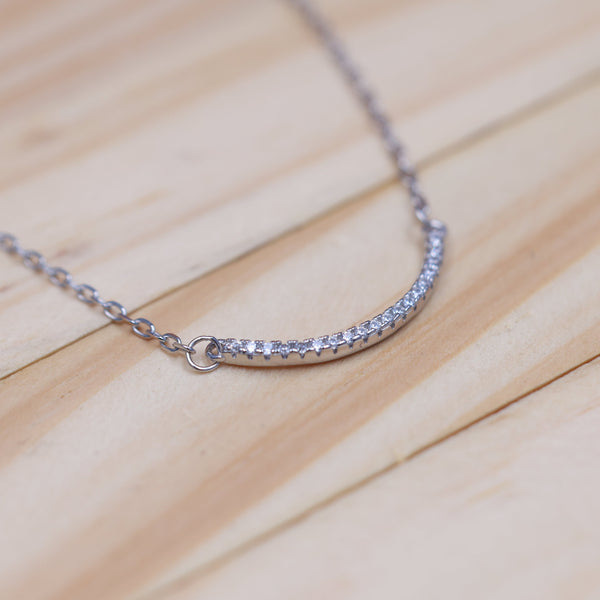 92.5 Sterling Silver Chain Necklace with Moissanite Diamond / Lab grown diamond - Minimalist Design