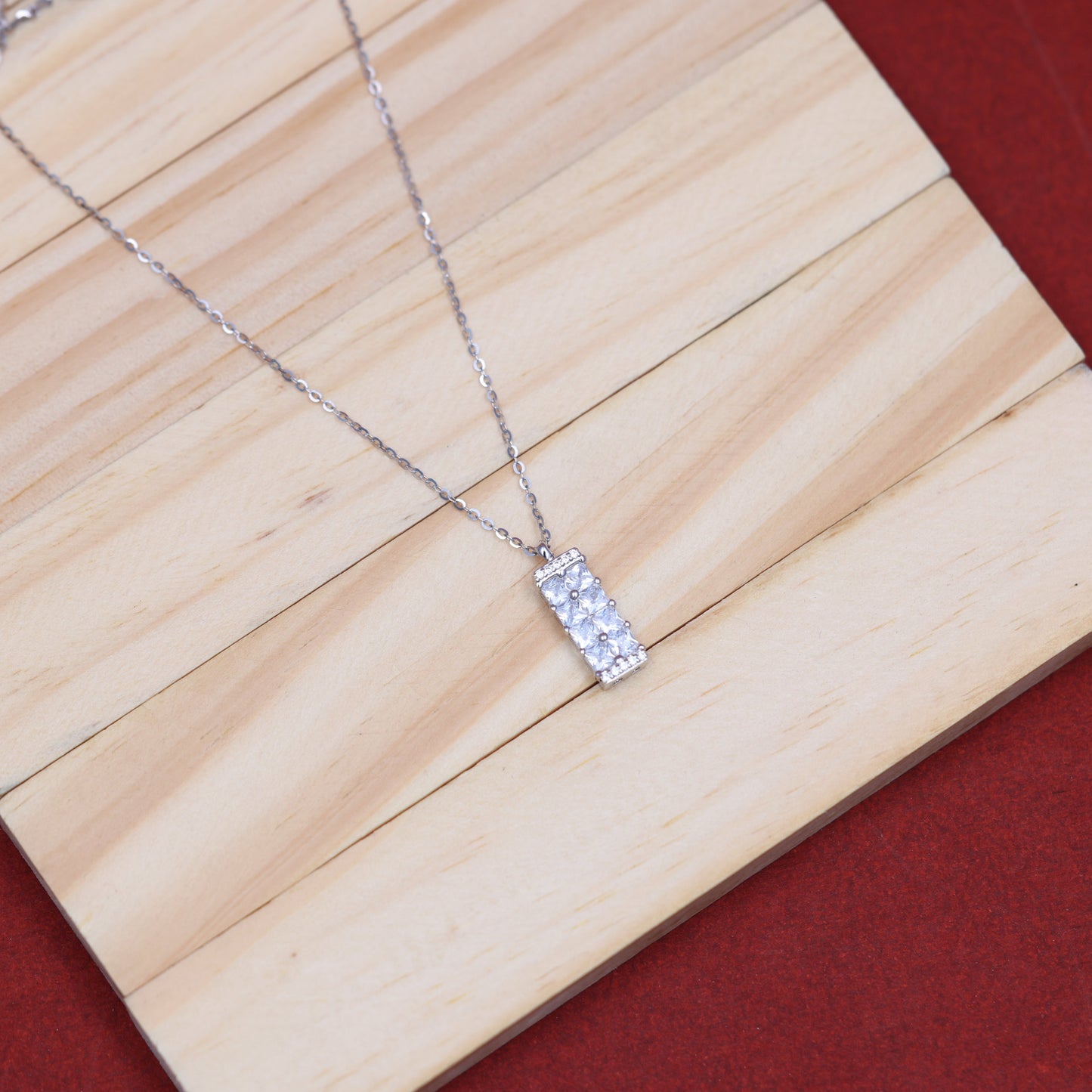 Elegant 92.5 Sterling Silver Chain Necklace with Moissanite Diamonds