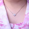 925 Sterling Silver Chain Necklace - Pixel Heart Moissanite / Lab grownDiamond Pendant