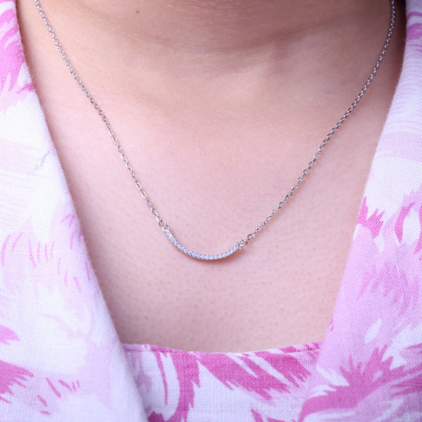 92.5 Sterling Silver Chain Necklace with Moissanite Diamond / Lab grown diamond - Minimalist Design