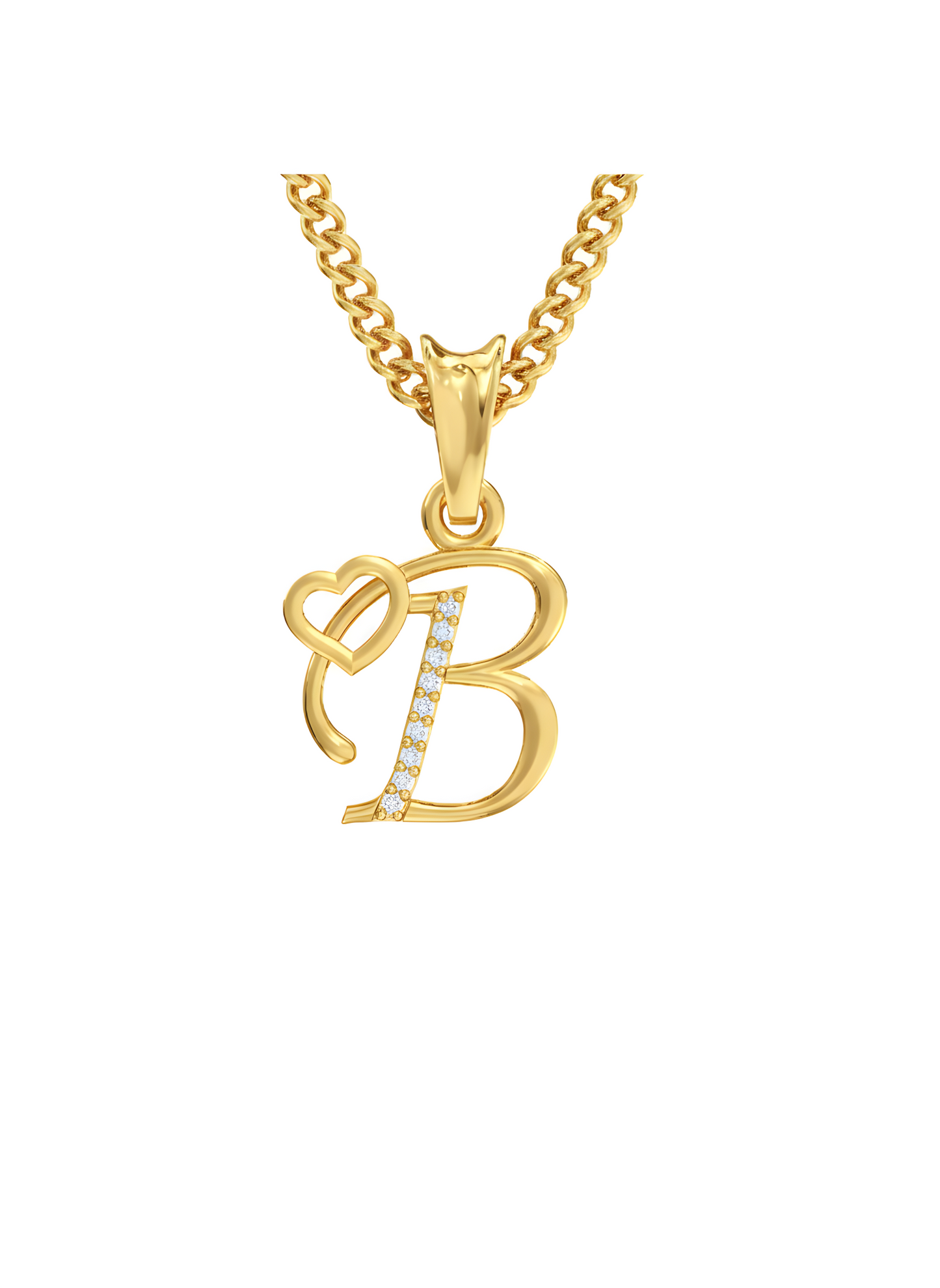 B Initial Alphabet Diamond Pendant - Diamond Jewellery