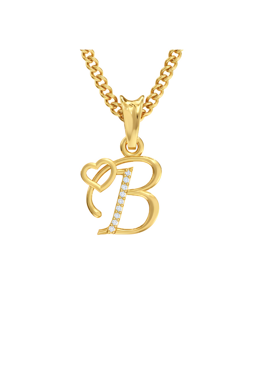 B Initial Alphabet Diamond Pendant - Diamond Jewellery