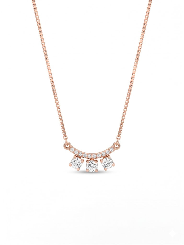 14K Rose Gold Lab Grown Diamond 3-Stone Pendant Necklace