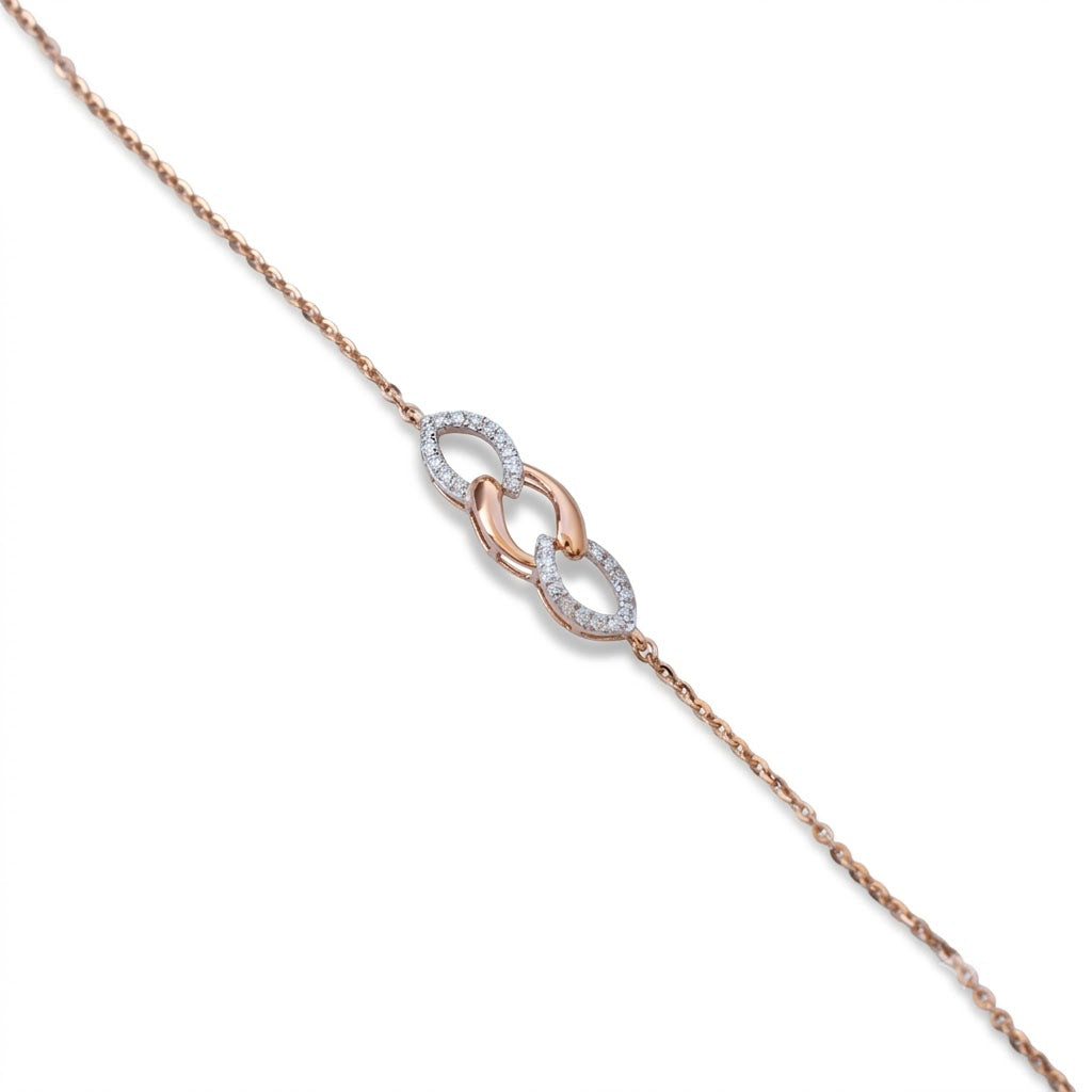 Rose Gold Chain Bracelet with Interlocking Links & Lab-Grown Diamonds – Ethical Luxury with Timeless Charm