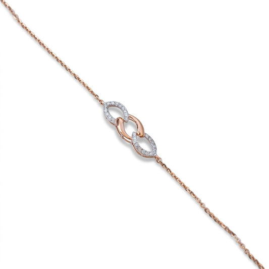 Rose Gold Chain Bracelet with Interlocking Links & Lab-Grown Diamonds – Ethical Luxury with Timeless Charm