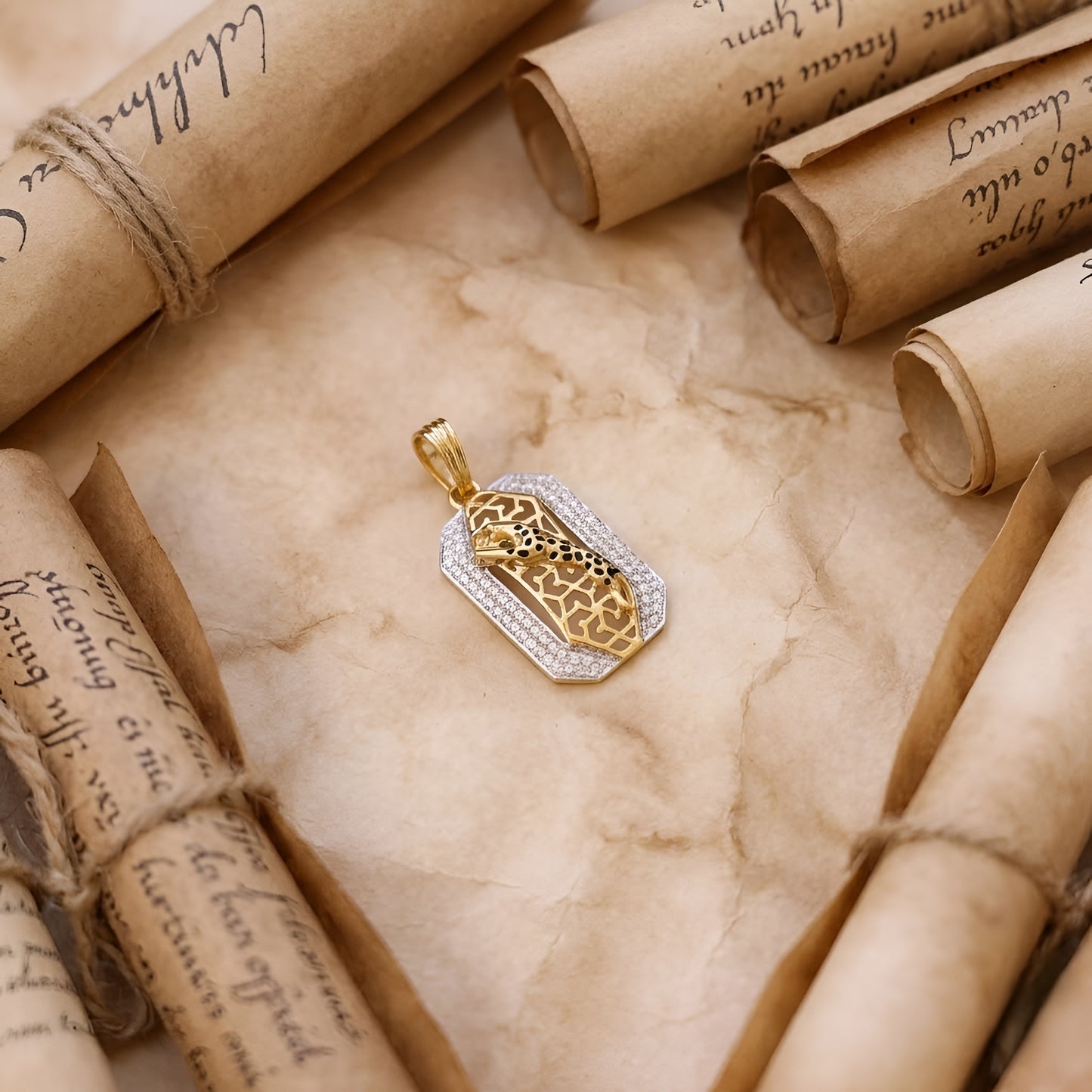 Stunning Gold Men Pendant with American Diamond Accents