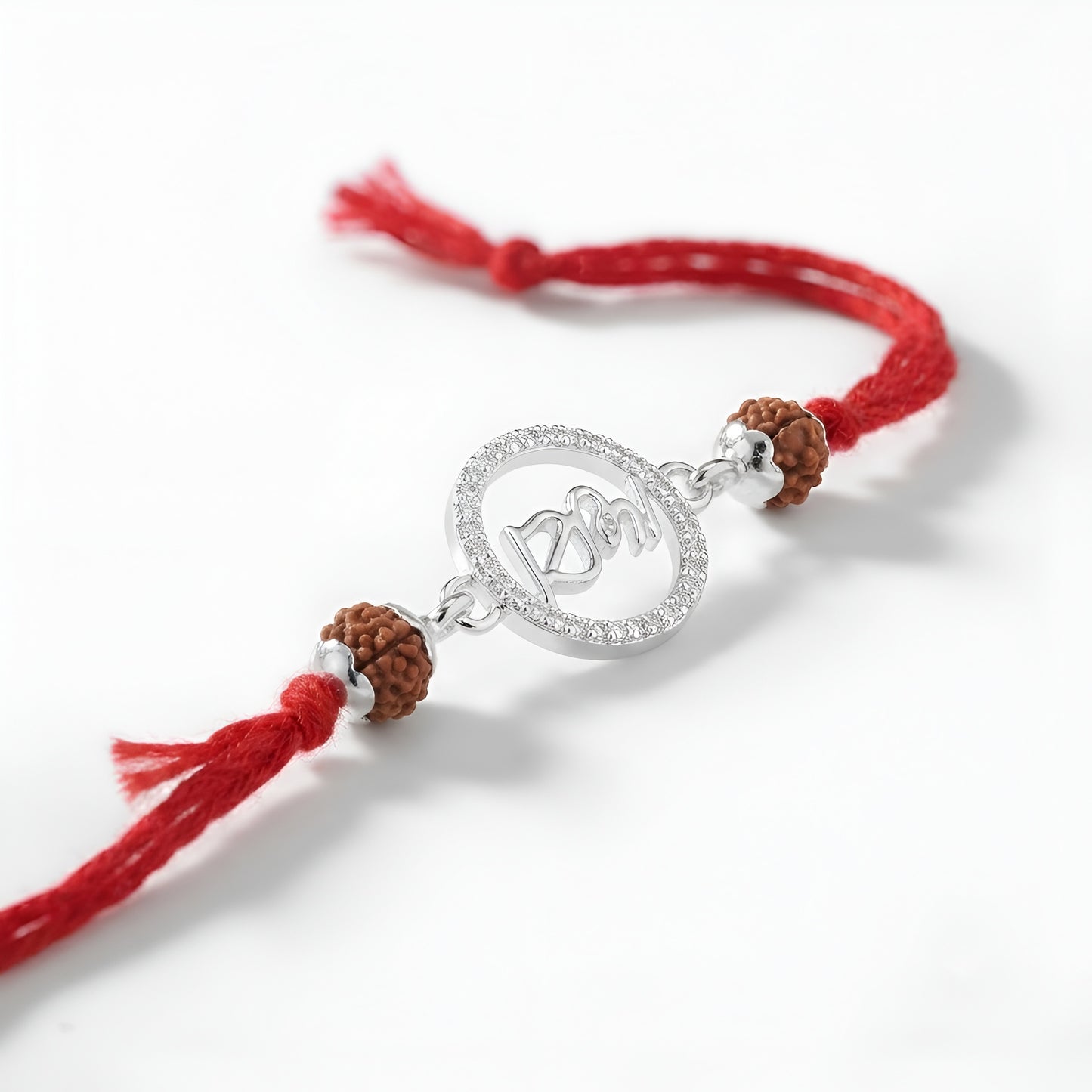 Premium Silver Rakhi with Rudraksha - Elegant Brother’s Gift