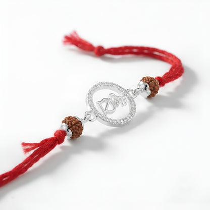 Premium Silver Rakhi with Rudraksha - Elegant Brother’s Gift