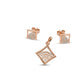 Rose Gold Diamond Square Pendant & Earring Set – Elegant Geometric Jewelry for Women