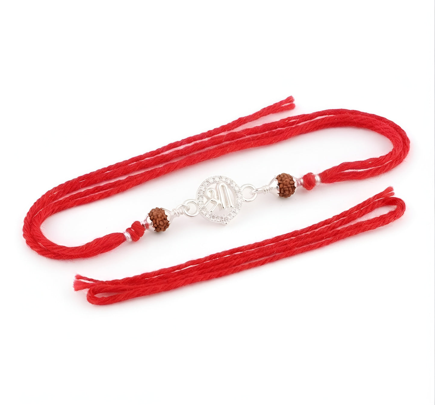Elegant Shree Broach Silver Rudraksha Rakhi for Brother