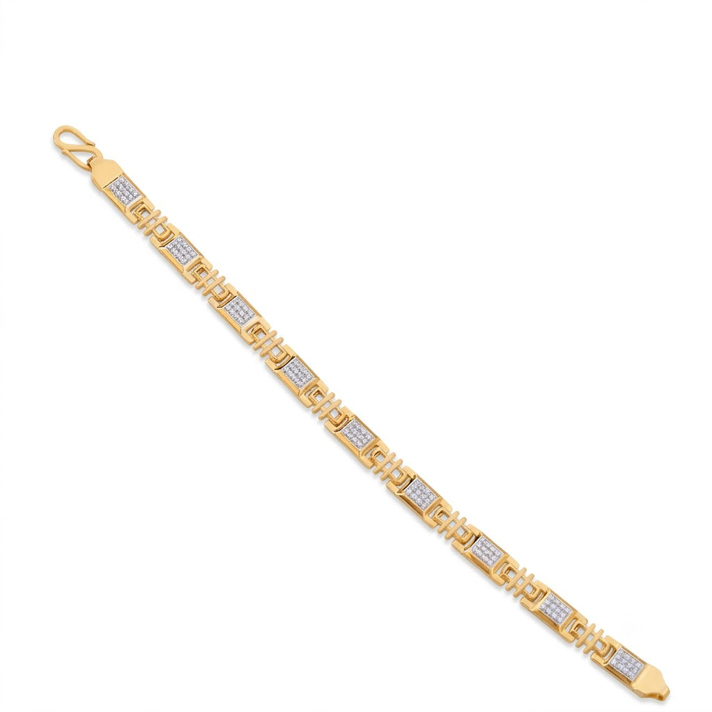 Gold Men Bracelet with Sparkling American Diamonds