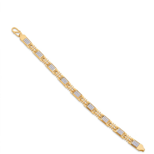 Gold Men Bracelet with Sparkling American Diamonds