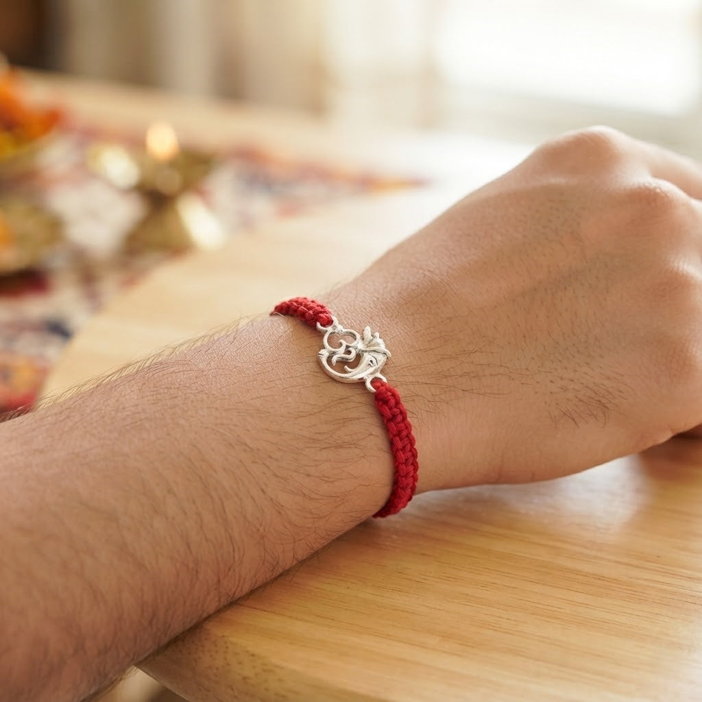 Om Silver Rakhi for Brother