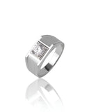 Solid 925 Sterling Silver Men’s Ring Brilliant Round Cut Moissanite Diamond Band