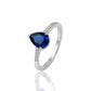 925 Sterling Silver Pear Cut Blue Sapphire Ring Women American Diamond Band Gift