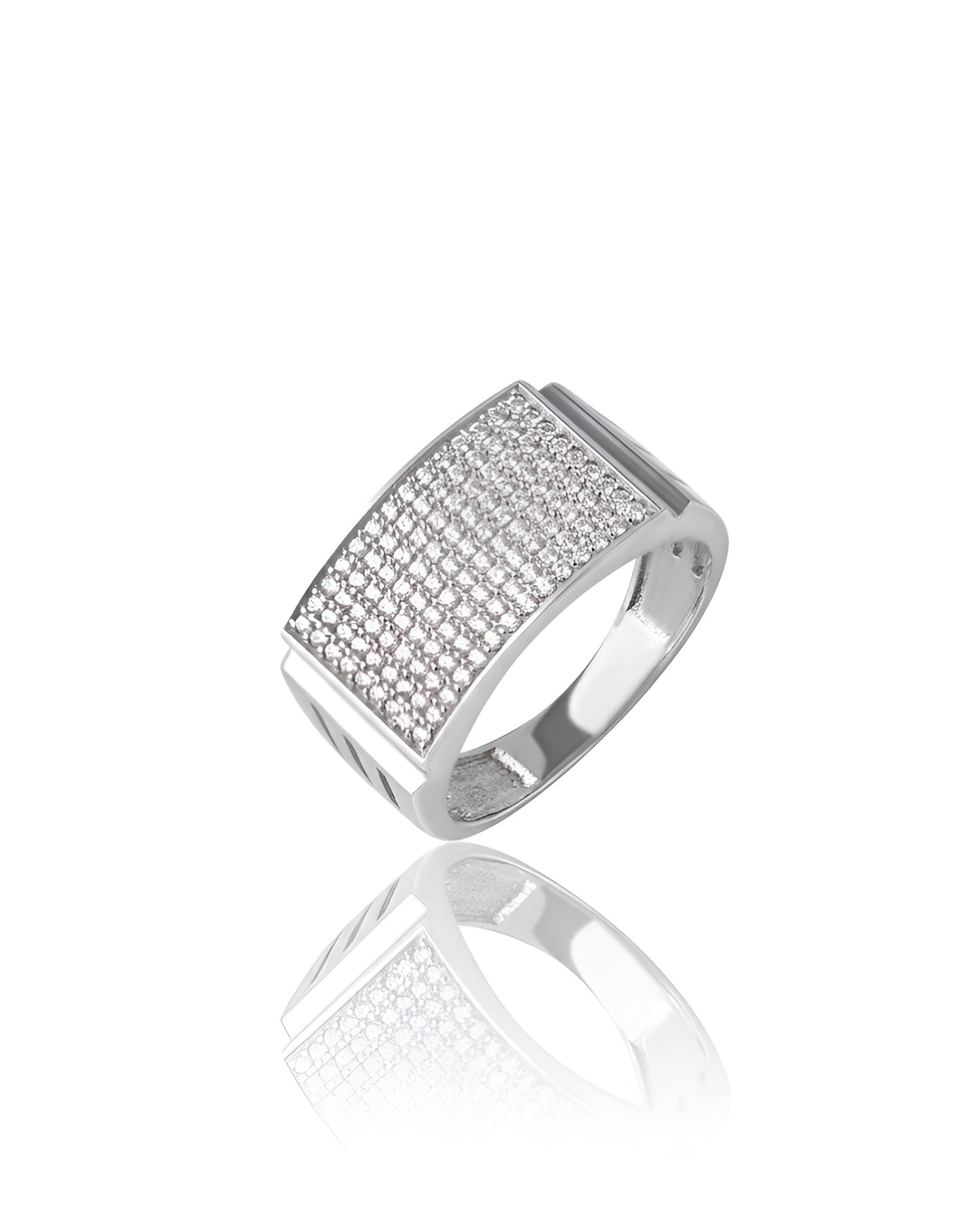 Men's Moissanite Diamond Ring 925 Sterling Silver Rectangular Signet Band