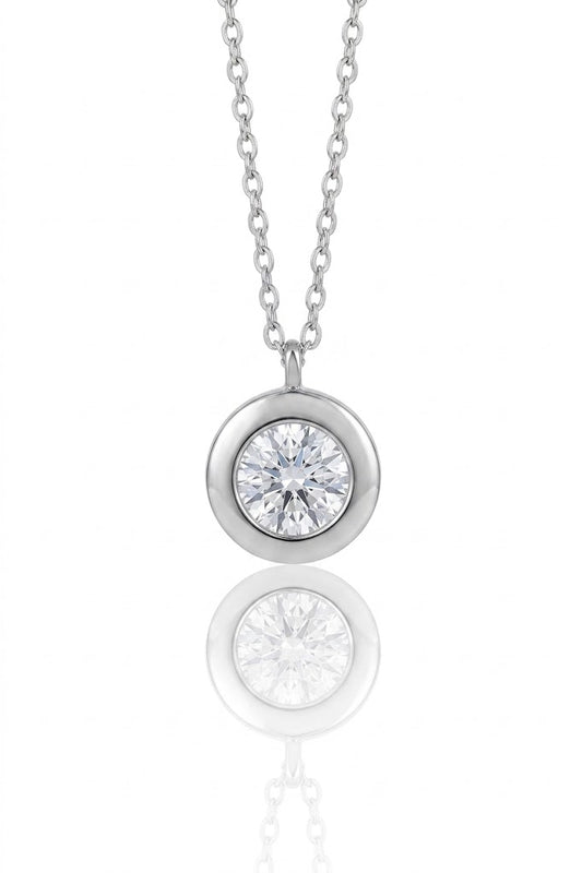 925 Sterling Silver American Diamond Solitaire Pendant Necklace Women’s Jewelry Gift