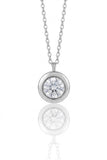 Silver American Diamond Solitaire Pendant Necklace Women’s Jewelry Gift