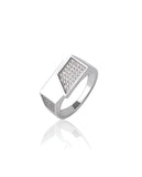 925 Sterling Silver Men's Ring Moissanite Diamond Geometric Signet Band Luxury