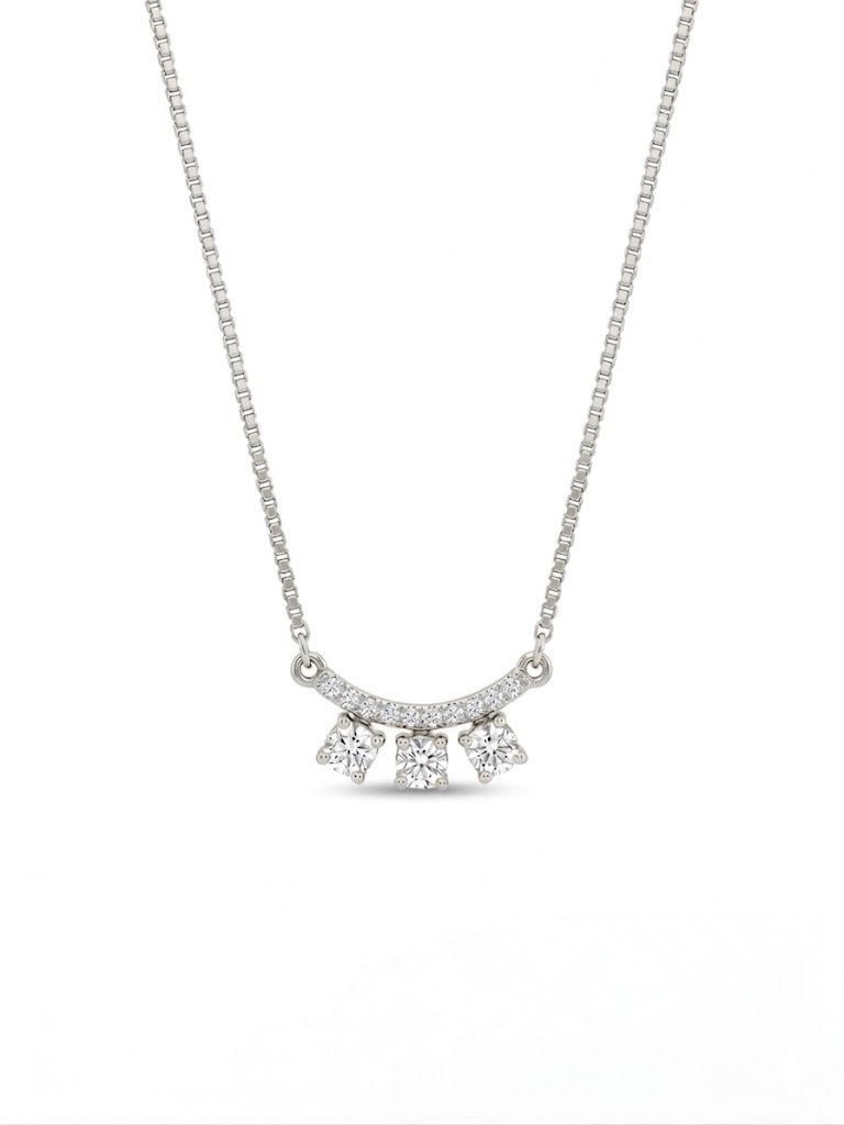 14K Rose Gold Lab Grown Diamond 3-Stone Pendant Necklace