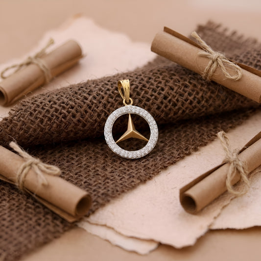 Luxury-Inspired Mercedes symbol men  Pendant with American Diamonds