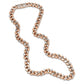 Rose Gold and Silver Dual-Tone Square Link Chain Necklace with Signature Diamond Clasp