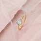 Moissanite Bezel Set Halo Ring in Solid 14KT Yellow Gold | Nakrani Gold Hallmark Quality