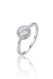 925 Sterling Silver Ring for Women Round Halo American Diamond Engagement Band