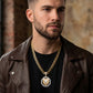 Mens 14K Gold Two Tone Lion Head Pendant