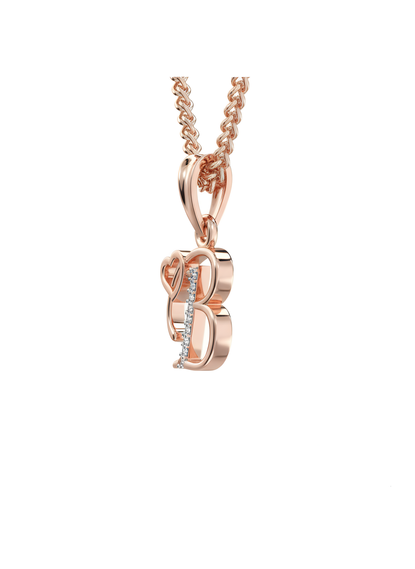 B Initial Alphabet Diamond Pendant - Diamond Jewellery