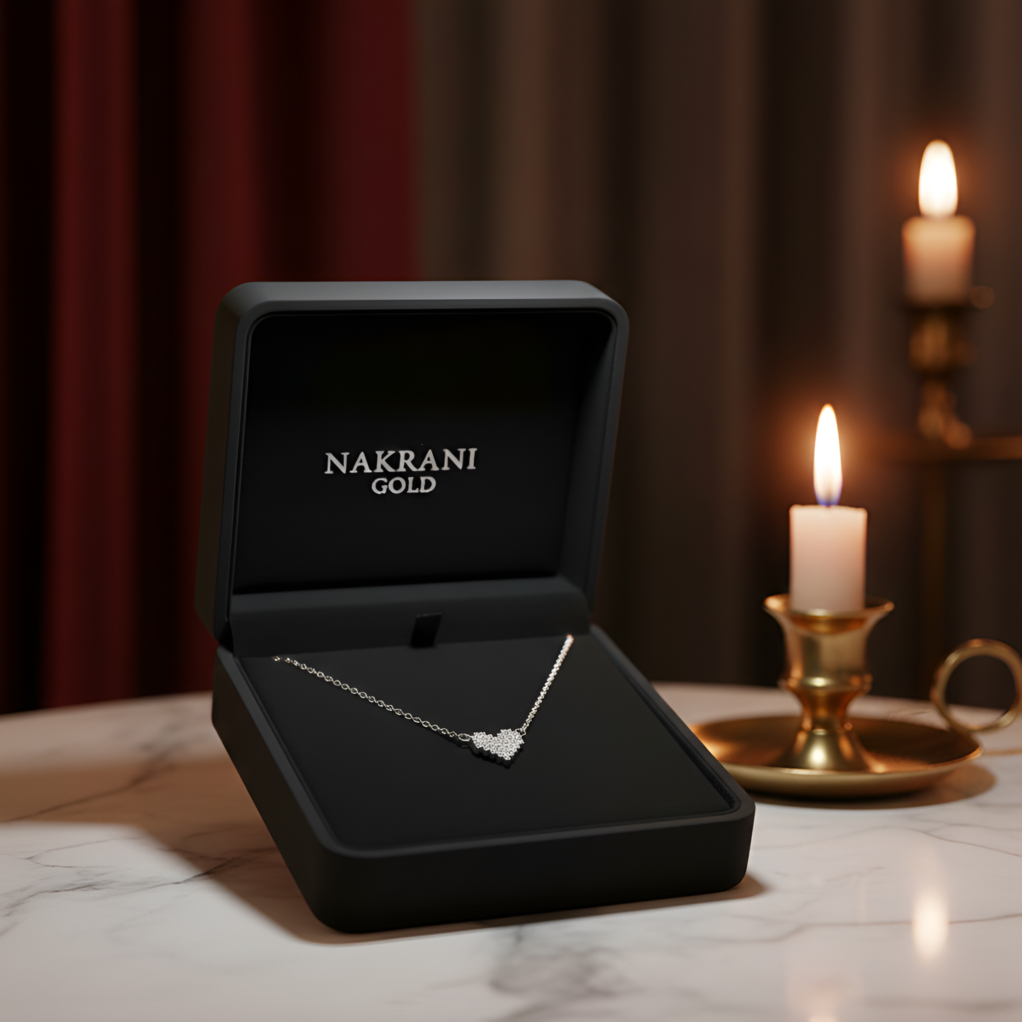 925 Sterling Silver Chain Necklace - Pixel Heart Moissanite / Lab grown  Diamond Pendant