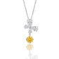 Luxurious 925 Sterling Silver Canary Yellow & White CZ Butterfly Pendant Necklace