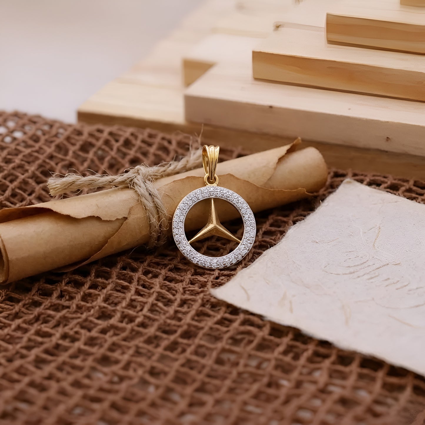 Luxury-Inspired Mercedes symbol men  Pendant with American Diamonds