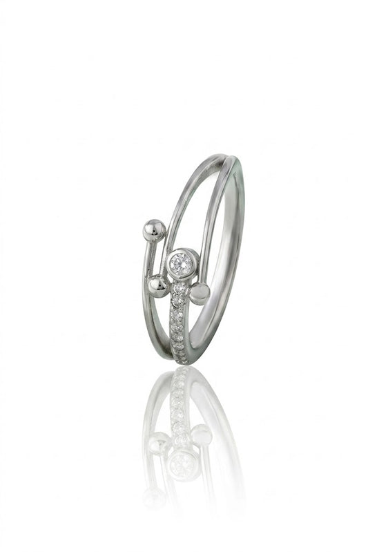925 Sterling Silver Bypass Ring American Diamond Round CZ Band Women Jewelry